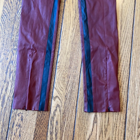 A.L.C. Stretch Raptor Leather Stefan Red / Black Pants Stripe Zipper Women's 8 - Picture 11 of 16